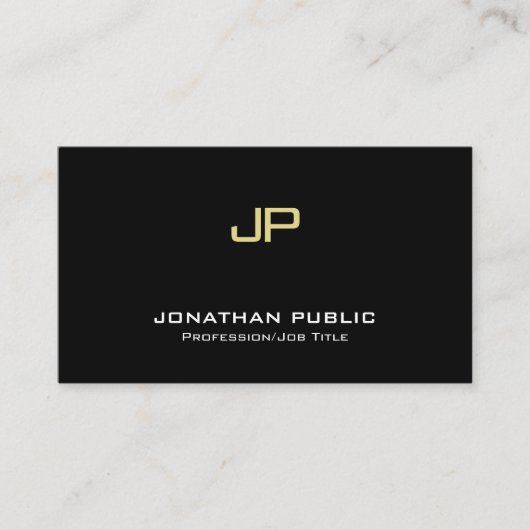 Modernes, elegantes Monogram Beruflich Black Gold Visitenkarte (Vorderseite)
