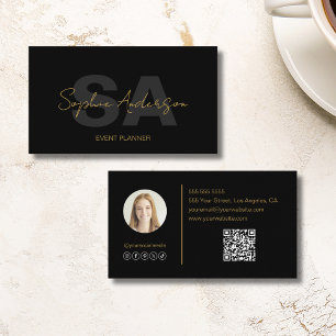 Modernes, elegantes Monogram Black-Beruflich Visitenkarte