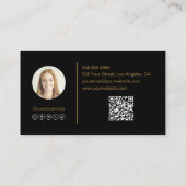 Modernes, elegantes Monogram Black-Beruflich Visitenkarte (Rückseite)