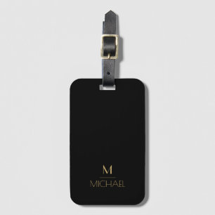Modernes, elegantes Monogram Black & Gold Gepäckanhänger