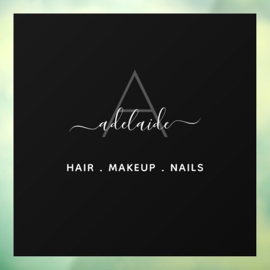 Modernes elegantes Monogram Black Hair Salon Decal Fensteraufkleber (Blatt 3)