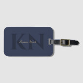 Modernes, elegantes Monogram Dark Blue Gold Gepäckanhänger (Vorderseite (Horizontal))