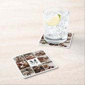 Modernes elegantes Monogram-Foto für den ersten Fa Rechteckiger Pappuntersetzer (Vor Ort)