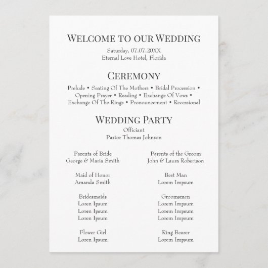 Modernes, elegantes Monogram-Foto-Hochzeitsprogram Programm (Rückseite)