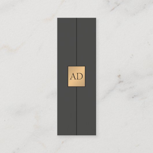 Modernes, elegantes Monogram Gray Imitats Gold Con Mini Visitenkarte (Vorderseite)