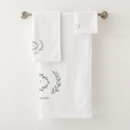 Modernes, elegantes Monogram, Initial Trendy White Badhandtuch Set
