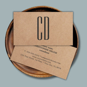 Modernes, elegantes Monogram Kraft Paper Consultan Visitenkarte