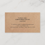 Modernes, elegantes Monogram Kraft Paper Consultan Visitenkarte (Rückseite)