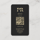 Modernes elegantes Monogram P Bloral Black Gold Visitenkarte (Rückseite)