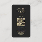 Modernes elegantes Monogram Q Floral Black Gold Visitenkarte (Rückseite)