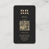 Modernes elegantes Monogram R Floral Black Gold Visitenkarte (Rückseite)