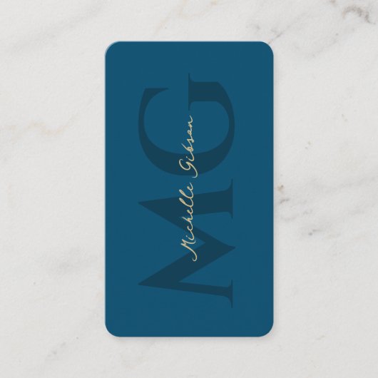 Modernes, elegantes Monogram Regal Blue Beruflich Visitenkarte (Vorderseite)