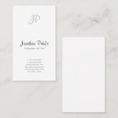 Modernes, elegantes Monogram Sleek Beruflich White Visitenkarte (Vorne/Hinten)