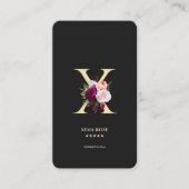 Modernes elegantes Monogram X floral Black Gold Visitenkarte (Vorderseite)