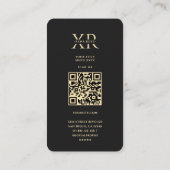 Modernes elegantes Monogram X floral Black Gold Visitenkarte (Rückseite)