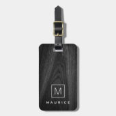 Modernes, elegantes Monogramm-Anfangsname schwarze Gepäckanhänger (Vorderseite vertikal)