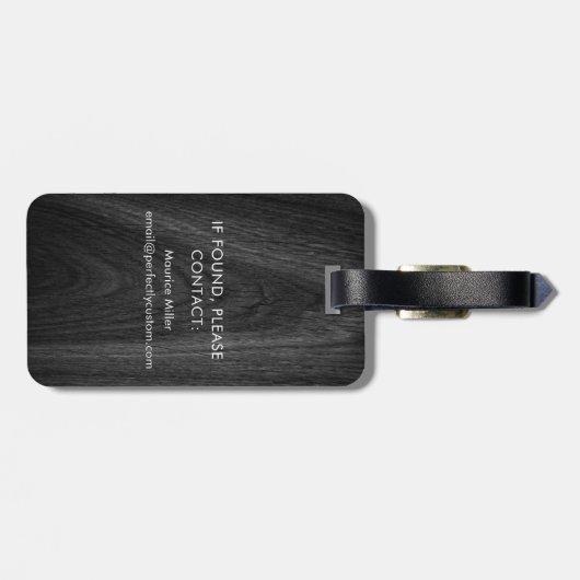 Modernes, elegantes Monogramm-Anfangsname schwarze Gepäckanhänger (Rückseite horizontal)