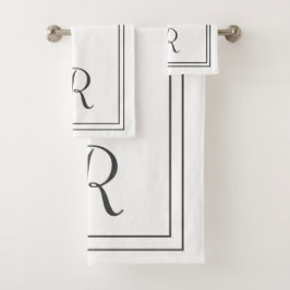 Modernes, elegantes Monogramm aus schwarzen und we Badhandtuch Set