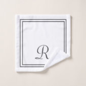 Modernes, elegantes Monogramm aus schwarzen und we Badhandtuch Set (Waschlappen)