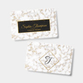 Modernes, elegantes Monogramm aus weißem Marmor -  Ausweis (Vorder- & Rückseite)