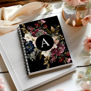 Modernes, elegantes Monogramm der Blumen Personali Notizblock