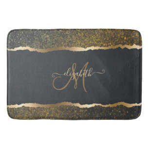 Modernes, elegantes Monogramm der Gold-Touch Badematte