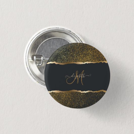 Modernes, elegantes Monogramm der Gold-Touch Button (Vorne & Hinten)