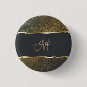 Modernes, elegantes Monogramm der Gold-Touch Button (Vorderseite)