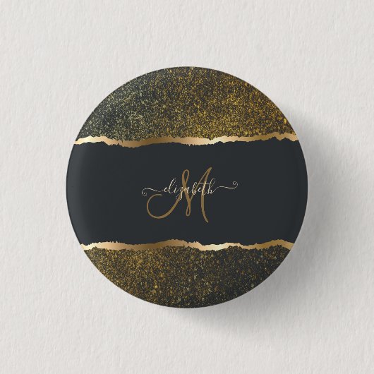 Modernes, elegantes Monogramm der Gold-Touch Button (Vorderseite)