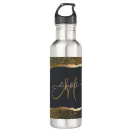 Modernes, elegantes Monogramm der Gold-Touch Edelstahlflasche