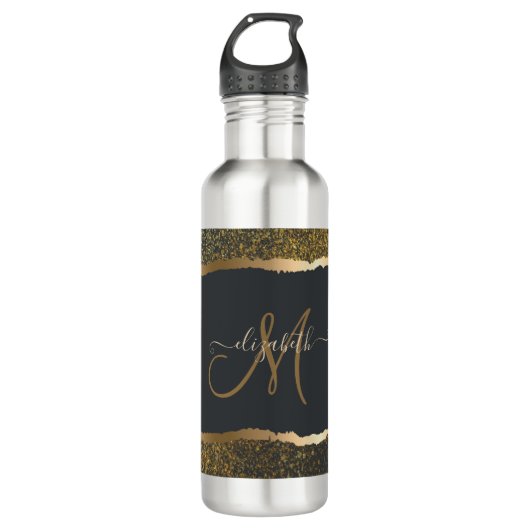 Modernes, elegantes Monogramm der Gold-Touch Edelstahlflasche (Vorderseite)