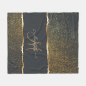 Modernes, elegantes Monogramm der Gold-Touch Fleecedecke (Vorderseite (Horizontal))