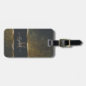 Modernes, elegantes Monogramm der Gold-Touch Gepäckanhänger (Vorderseite horizontal)