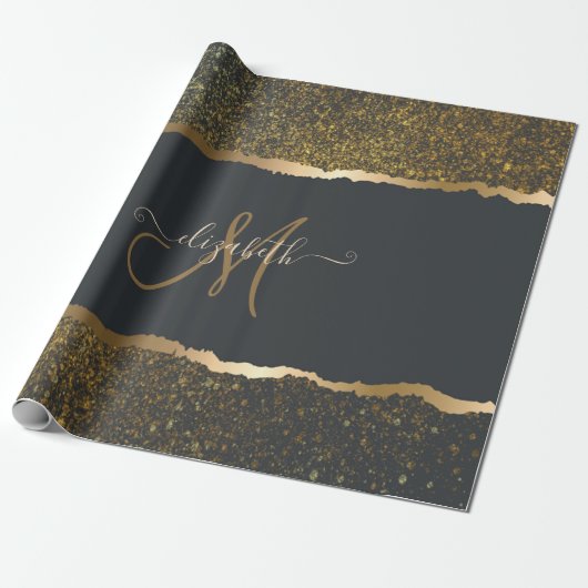 Modernes, elegantes Monogramm der Gold-Touch Geschenkpapier (Ungerollt)