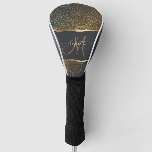 Modernes, elegantes Monogramm der Gold-Touch Golf Headcover (Vorderseite)