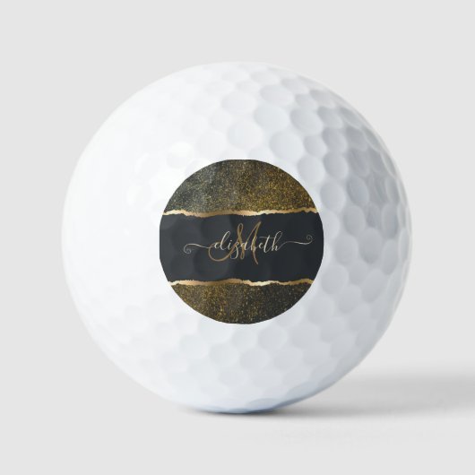 Modernes, elegantes Monogramm der Gold-Touch Golfball (Vorderseite)