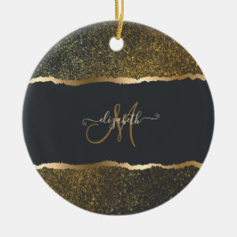 Modernes, elegantes Monogramm der Gold-Touch Keramik Ornament
