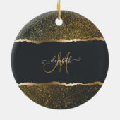 Modernes, elegantes Monogramm der Gold-Touch Keramik Ornament (Hinten)