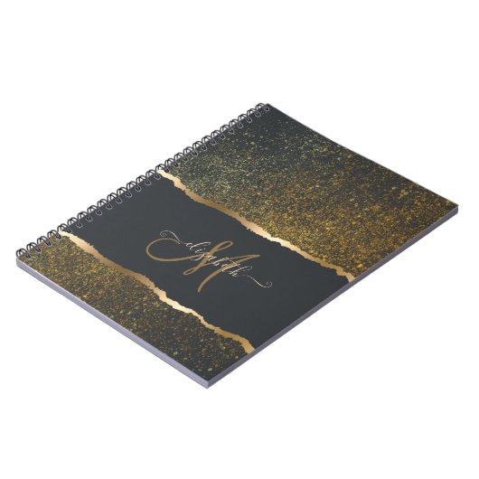 Modernes, elegantes Monogramm der Gold-Touch Notizblock (Linke Seite)