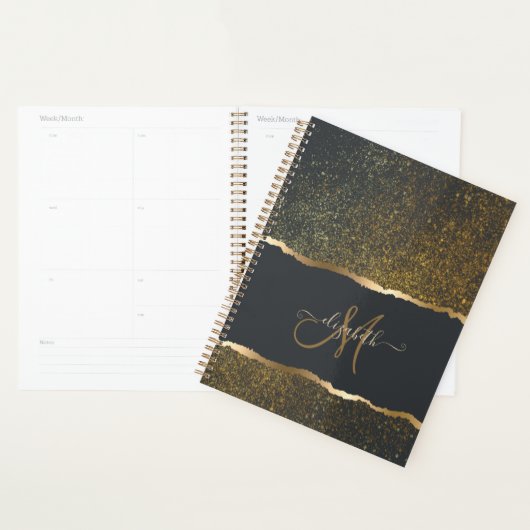 Modernes, elegantes Monogramm der Gold-Touch Planer (Anzeige)