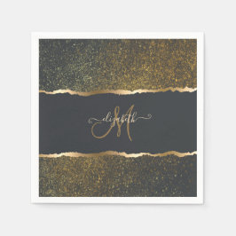 Modernes, elegantes Monogramm der Gold-Touch Serviette