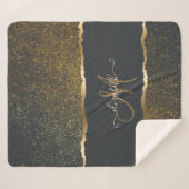 Modernes, elegantes Monogramm der Gold-Touch Sherpadecke (Vorderseite (Horizontal))