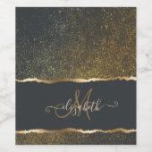 Modernes, elegantes Monogramm der Gold-Touch Weinetikett (Einzelnes Label)