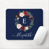 Modernes elegantes Monogramm für das Blumenkraut Mousepad (Mit Mouse)