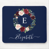 Modernes elegantes Monogramm für das Blumenkraut Mousepad (Vorne)