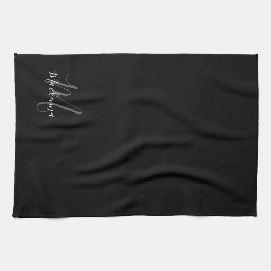 Modernes, elegantes Monogramm für Schwarz-weißen S Geschirrtuch (Horizontal)