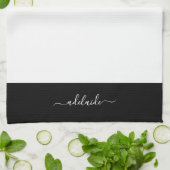 Modernes, elegantes Monogramm für Schwarz-weißen S Geschirrtuch (Gefaltet)