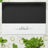 Modernes, elegantes Monogramm für Schwarz-weißen S Geschirrtuch (Gefaltet)