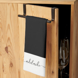 Modernes, elegantes Monogramm für Schwarz-weißen S Geschirrtuch