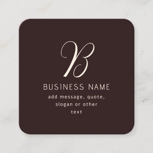 Modernes, elegantes Monogramm für Unternehmensname Quadratische Visitenkarte (Vorderseite)